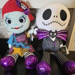 Nightmare Before Christmas HUGE Jack & Sally Plushes NEW nwt Disney