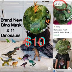 $10 For All Brand New Dinosaur 🦖 Mask mascot Head and 11 Dinosaurs 🦕 🦖🦕