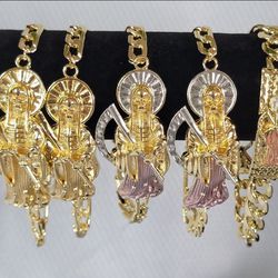 Santa Muerte 14k Gold Plated Bracelets 