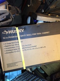 Husky 52 in. Pegboard Back Wall for Tool Cabinet, Black. Factory Sealed!