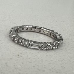 Sterling Silver Diamond Ring Size 9 