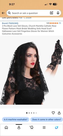 2pc black veil with gloves