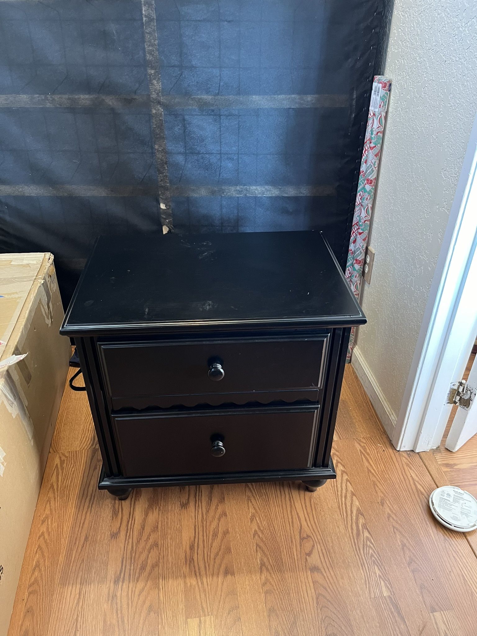 Black Dresser And White Nightstand With Drawer