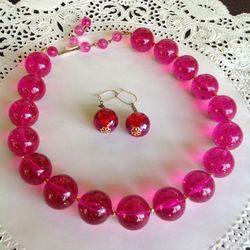 Glitter Red Necklace & Earings