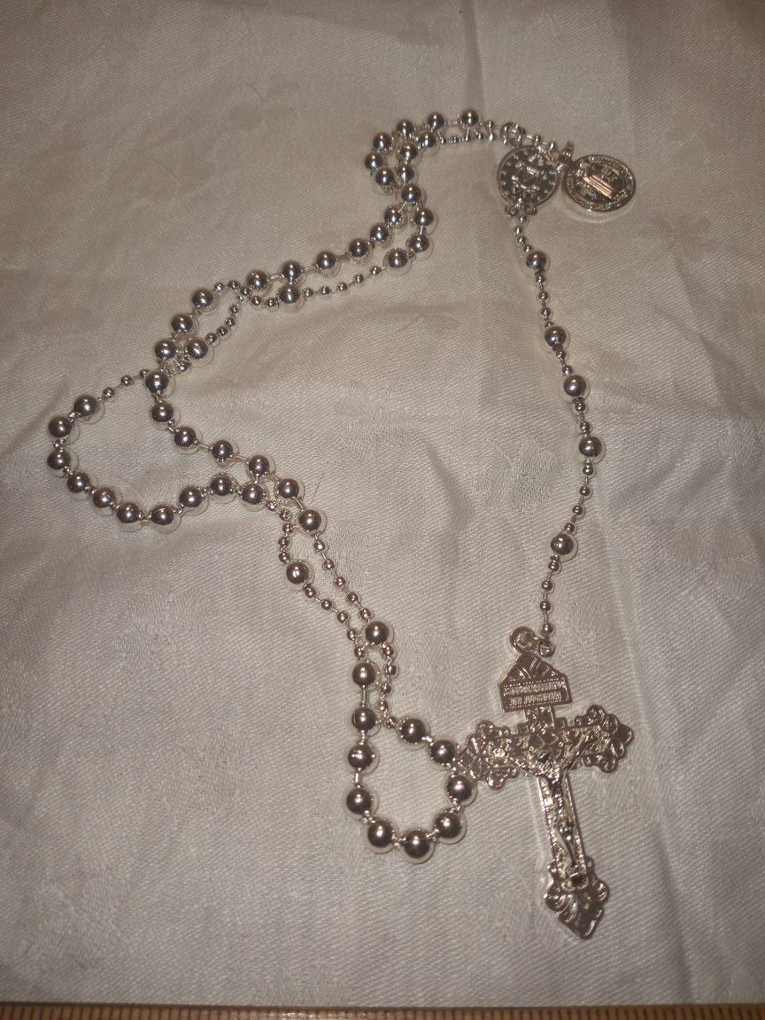 Silver Tone Metal Rosary