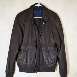 Saville Row Vintage Brown Leather Bomber Jacket