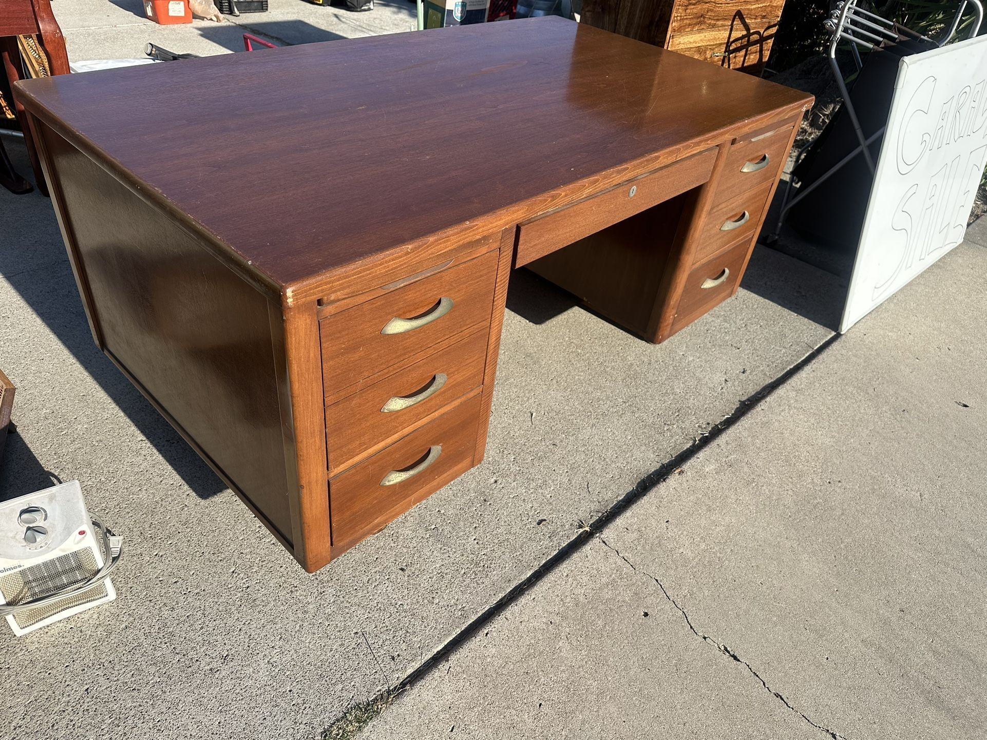 Six Drawer Antique Style Wooden Desk