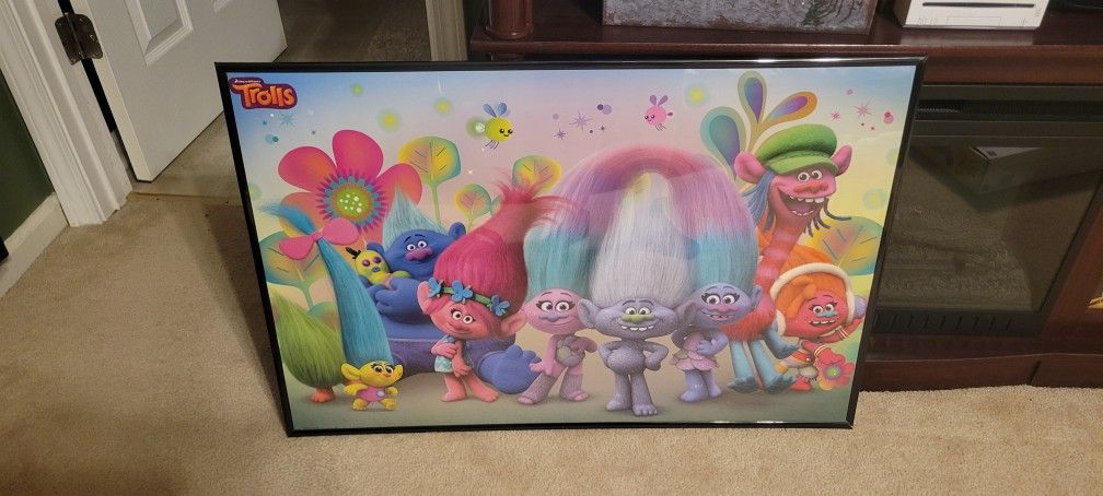 Large framed Trolls picture 34x23