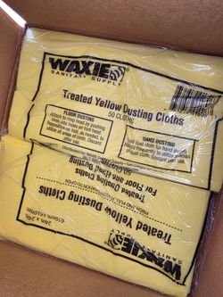 Waxing treated yellow dusting cloths