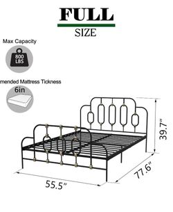 Full Size Metal Bed Frame with Headboard