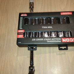 Half Inch Torque Wrench Flex Head.  Half Inch Millimeter Impact Socket Set 14 Piece