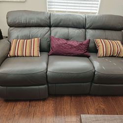 Gray leather Recliner Couch 
