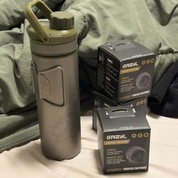 GRAYL GeoPress Titanium 24 oz Water Purifier Bottle +3 New Filters 