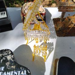 Glass Blown Hand Crafted Grand Piano  With Stool 