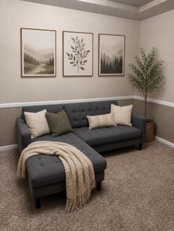 Gray Left Facing Chaise Couch