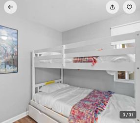 White Twin over Twin Bunk with Trundle
