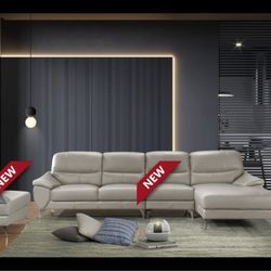 *Now Available*---St Tropez Sleek Steel Leather Sofa W/Ottoman---Only $1199---Delivery And Easy Financing Available 