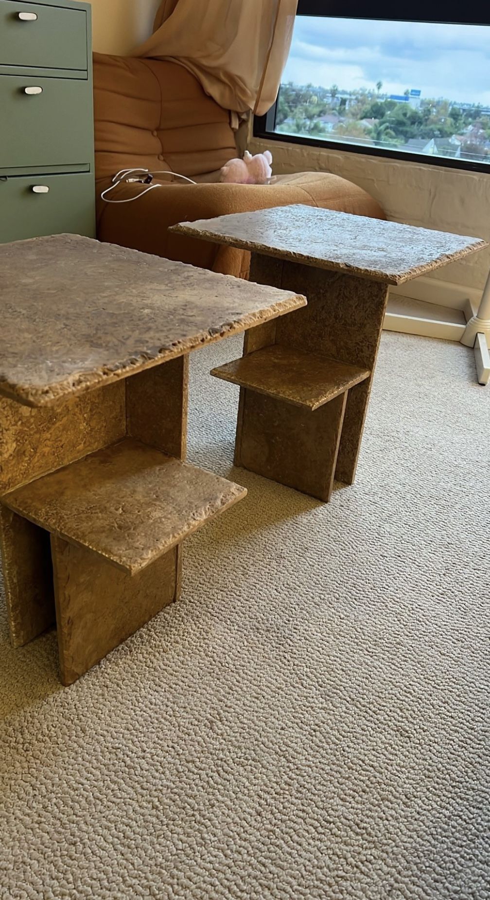 Travertine Nightstands Tables