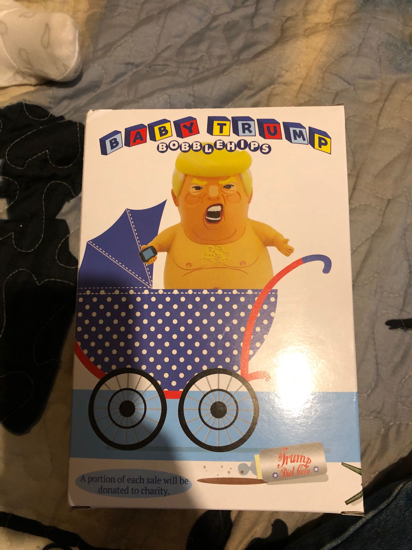 Baby Trump Blimp BobbleHIPS Bobblehead with American Flag Base - Funny Toddle...