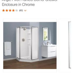 Delta Foundations 38 In. W x 74 In. H Neo-Angle Our Of Framed Corner Shower Enclosed In Chrome