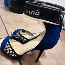 GX by Gwen Stefani Blue And Fishnet Black Stiletto Heels-Size 6- Women | Color: Blue&Blk