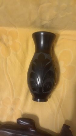 Numbered black flowered vase