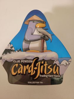 RARE "2009" Collectible Disney Club Penguin Card-Jitsu TCG Sensei Collectors Tin (POP-OUT COVER)