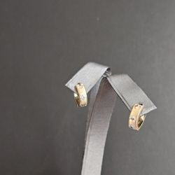 14k Gold Two Tone Earrings 