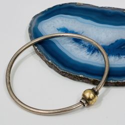 14K Gold Charm & Sterling Silver 925 Cuff Bangle Girls Bracelet