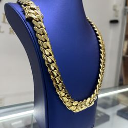 HUGE ‼️🌴 16MM MIAMI CUBAN LINK CHAIN 🌟⚜️ 14k GOLD OVER SILVER