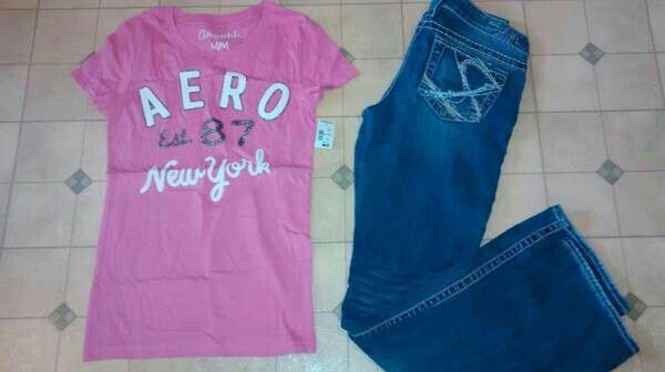 NWT Aeropostale shirt with Silver jeans W28L33