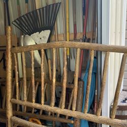 Log Bed  Room Set Queen Frame  All Wood  With Two Night Stands 