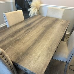 5-Pieces Rectangular Wood Tone Wooden Top Dining Table Set 4 Seats