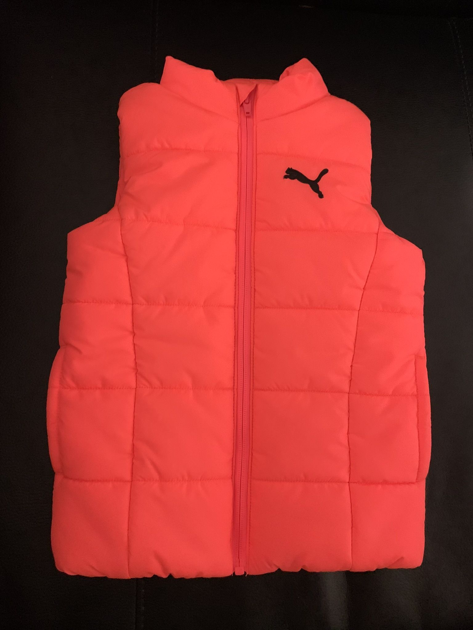 NEW Puma Puffer Vest Bright Safety Orange Kids XXS 3/4 Jacket Youth