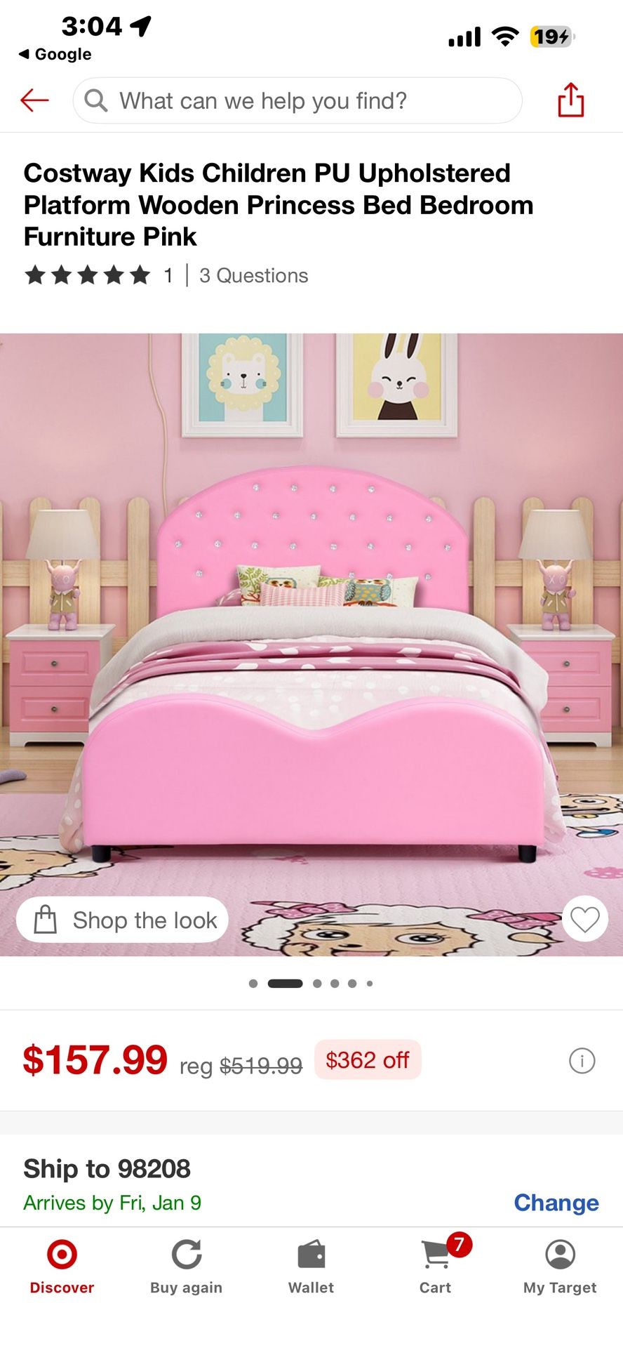 **Pink Rhinestone Toddler 1st Bed frame**