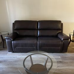 Brown Leather Reclining Couch 