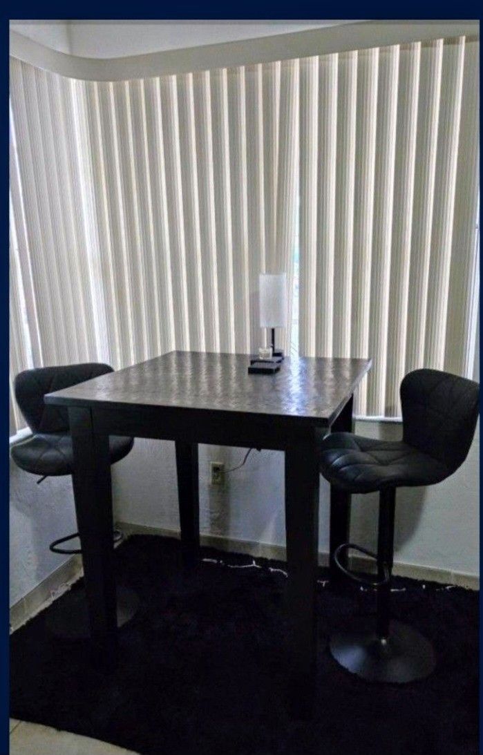 Black Wood Table. No Stools