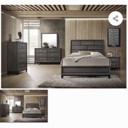 4- Pc Bedroom set Dresser,Mirror  Nightstand (1) Queen size bed frame  Not including Mattress and Box Sp