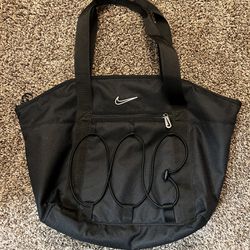 Nike One Tote Duffle Gym Bag Water Bottle And Pockets Black