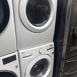 washer and dryer gas lg white