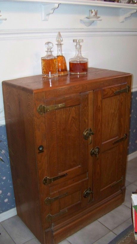 Oak Ice Box With Brass Hardware