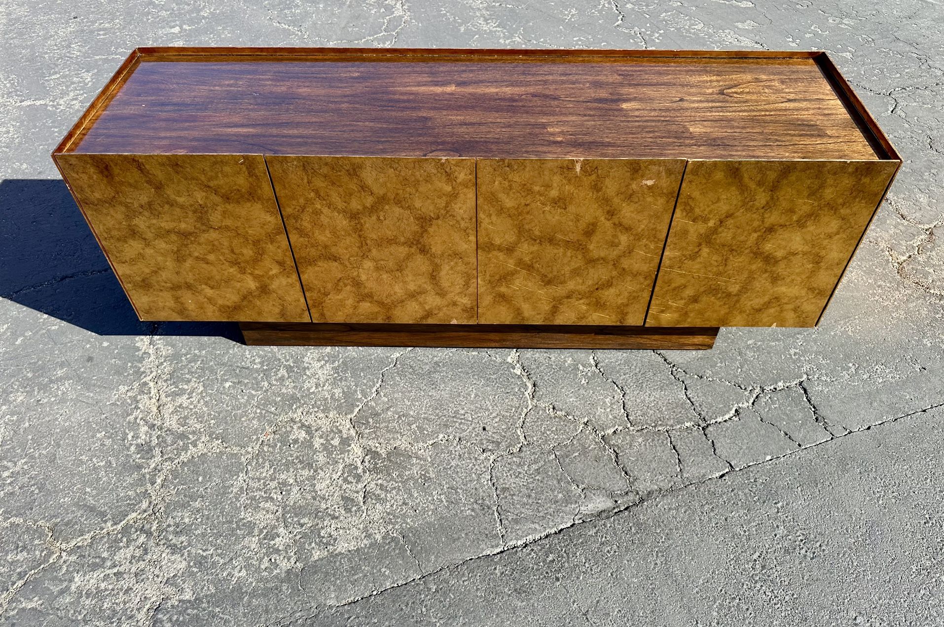 Mid Century Style CB2 Kinzie 72" Bronze Wood Credenza Media Storage