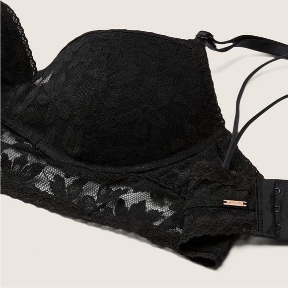 PINK by Victoria’s Secret – Lace Push-Up Bralette (Black, Size M)