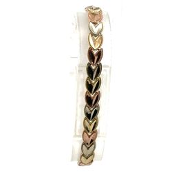 Woman’s Ladies 10k Tri Toned Rose White Yellow Gold Leaf Link 6.5” Inch Bracelet GP3116259