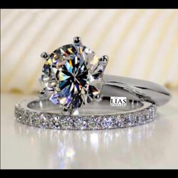 New 18k White Gold Wedding Ring Set 