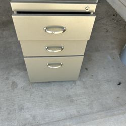 Small Black Desk and File Cabinet 