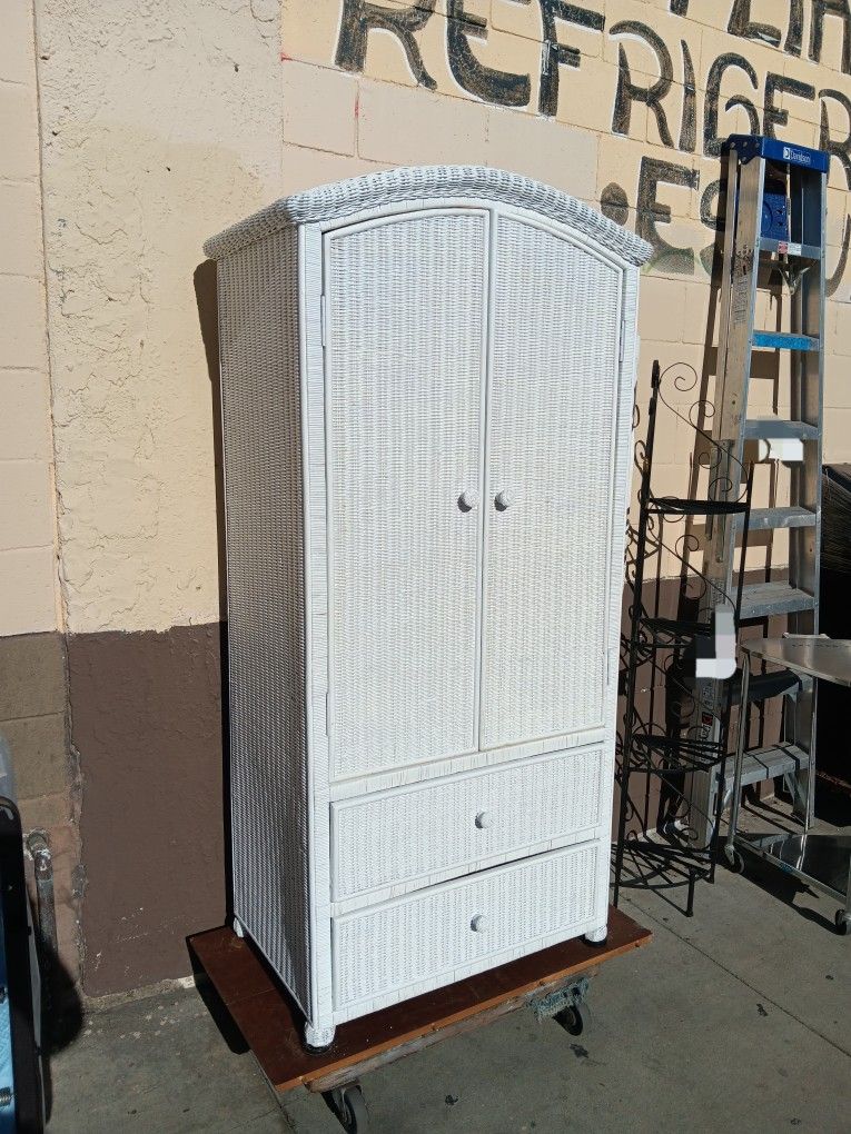 Pier 1 Imports Wicker Armoire Wardrobe Cabinet