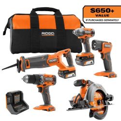 RIDGID
18V Cordless 5-Tool Combo Kit