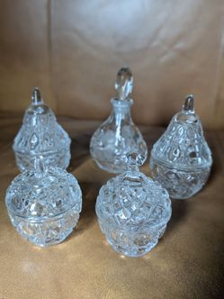 Vintage small crystal trinket boxes with lids
