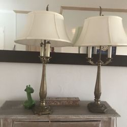 ORIENTAL ACCENT INC ,BEAUTIFUL ANTIQUE BRASS LAMPS ,SET OF TWO